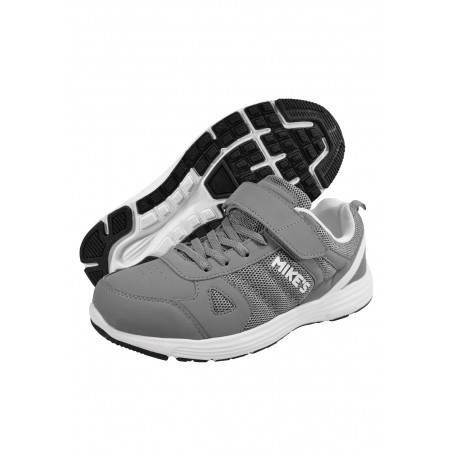 Zapatilla Con Velcro y Cordón Elasticado Gris