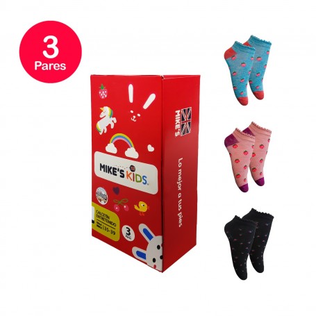 Calcetín Niña Diseño Fruta Mike`s Pack 3