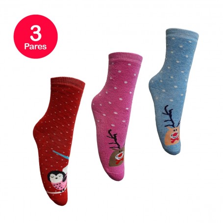 Calcetín Niña Diseño Corazón Mike`s Pack 3