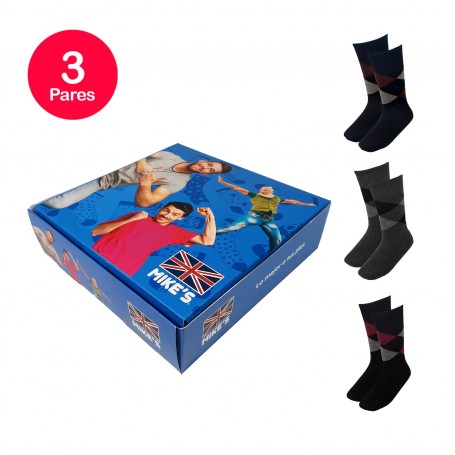 Calcetín Mike`s Varón Diseño Rombos Pack 3