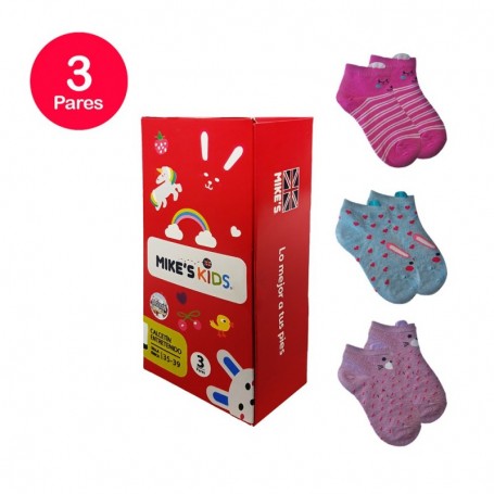 Calcetín Niña Tobillo Dibujos Mike`s Pack 3