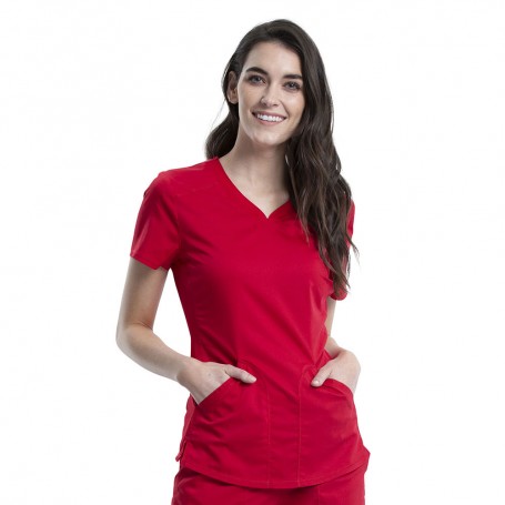 POLERA CLÍNICA MUJER CHEROKEE REVOLUTION WW601 RED