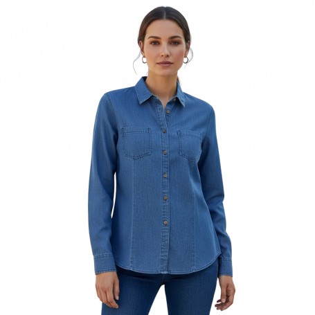 Blusa Denim 2 Bolsillos Mujer M/l Mike`s