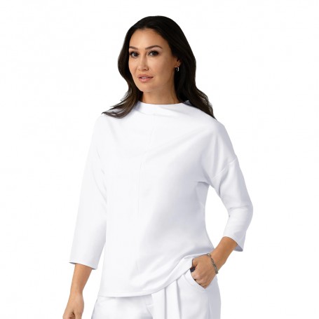 BLUSA CLÍNICA MUJER MANGA 3/4 ESCOTE ALTO 6366 WHITE