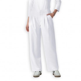 PANTALÓN CLÍNICO PLISADO MUJER PIERNA ANCHA 5266 WHITE