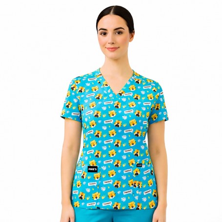 POLERA CLÍNICA MUJER ESTAMPADA MIKE’S ANTIFLUIDO TIGRES