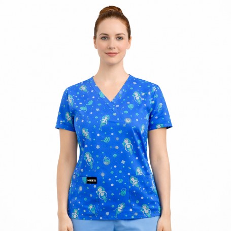POLERA CLÍNICA MUJER ESTAMPADA MIKE’S ANTIFLUIDO SIRENAS