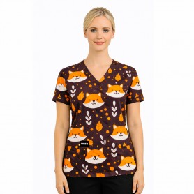 POLERA CLÍNICA MUJER ESTAMPADA MIKE’S ANTIFLUIDO ZORROS