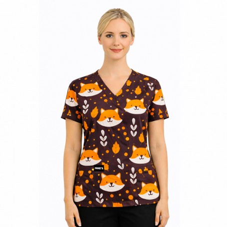 POLERA CLÍNICA MUJER ESTAMPADA MIKE’S ANTIFLUIDO ZORROS