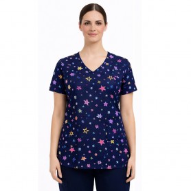 POLERA CLÍNICA MUJER ESTAMPADA MIKE’S ANTIFLUIDO ESTRELLAS
