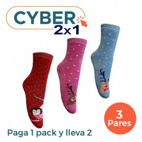 Calcetín Niña Diseño Corazón Mike`s Pack 3