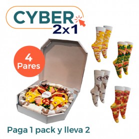 Calcetines Caja Pizza Unisex Pack 4